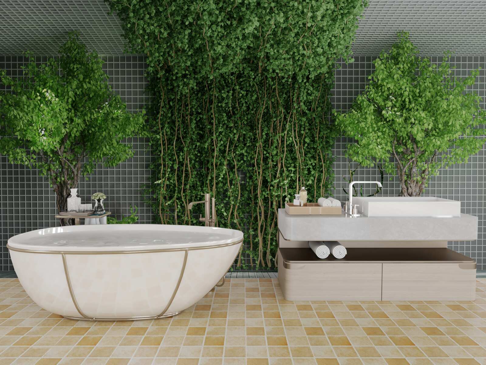 Fototapeta zielony las otacza scenę jelenia