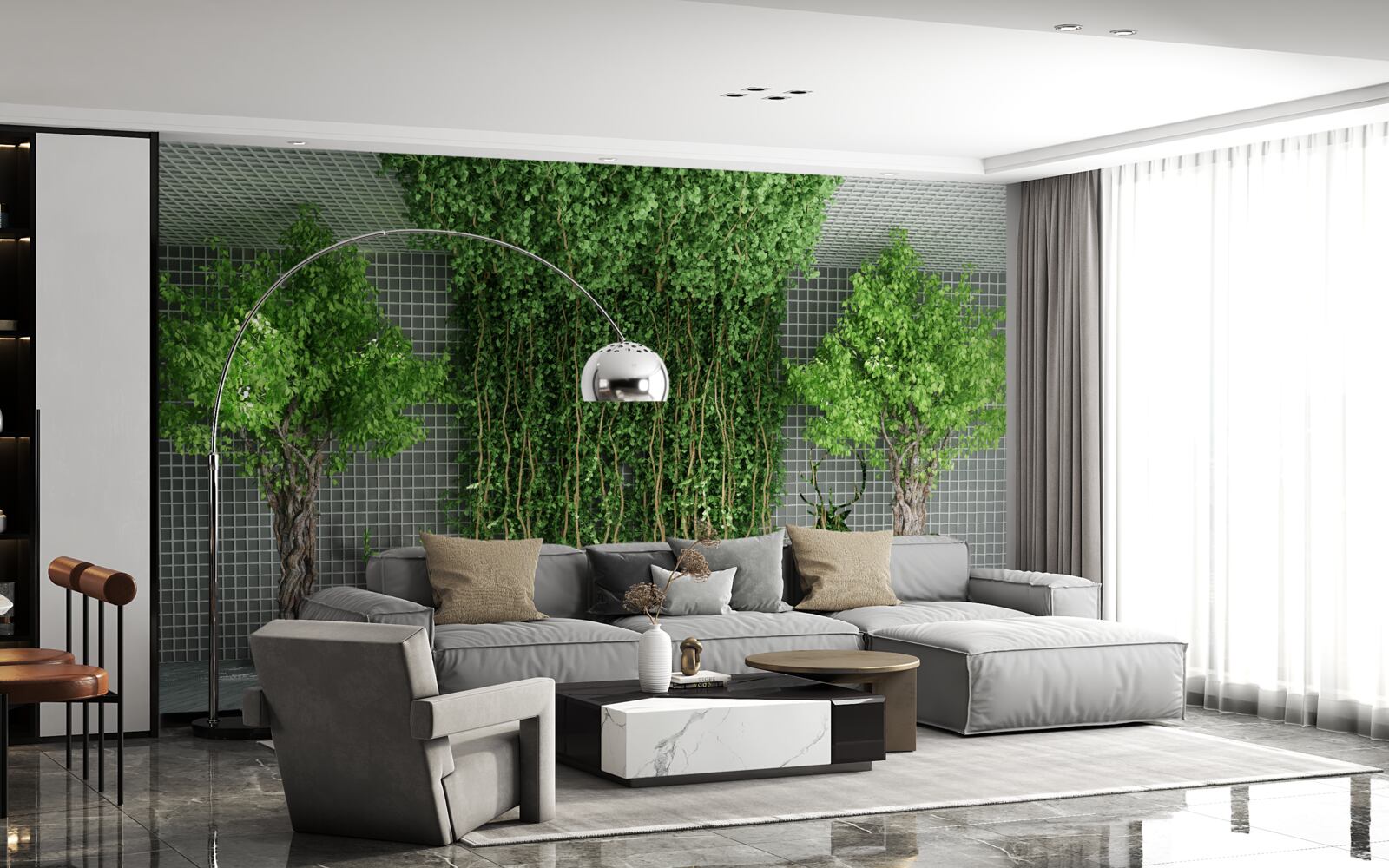 Fototapeta zielony las otacza scenę jelenia