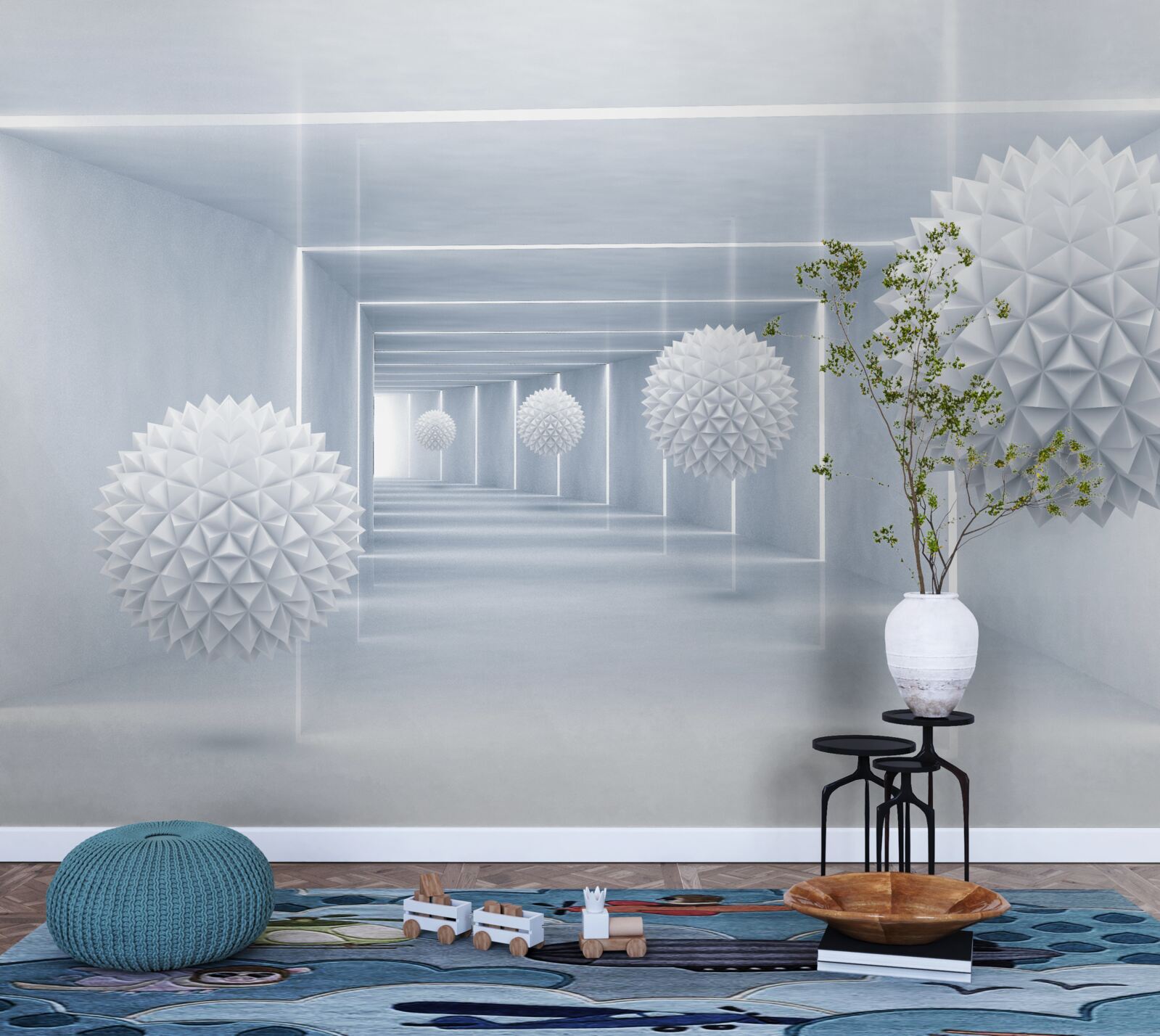 Fototapeta kule i tunel w perspektywie wizualnej