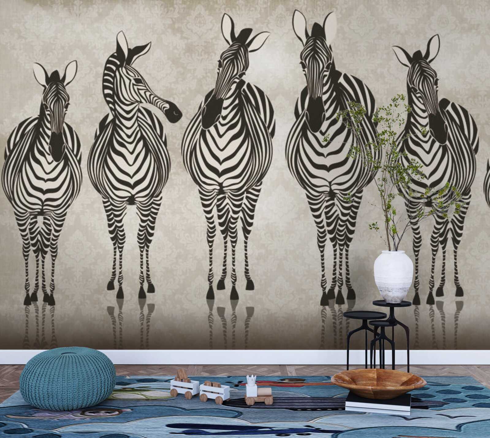 Fototapeta grupa zebr zmierza do swojego schronienia