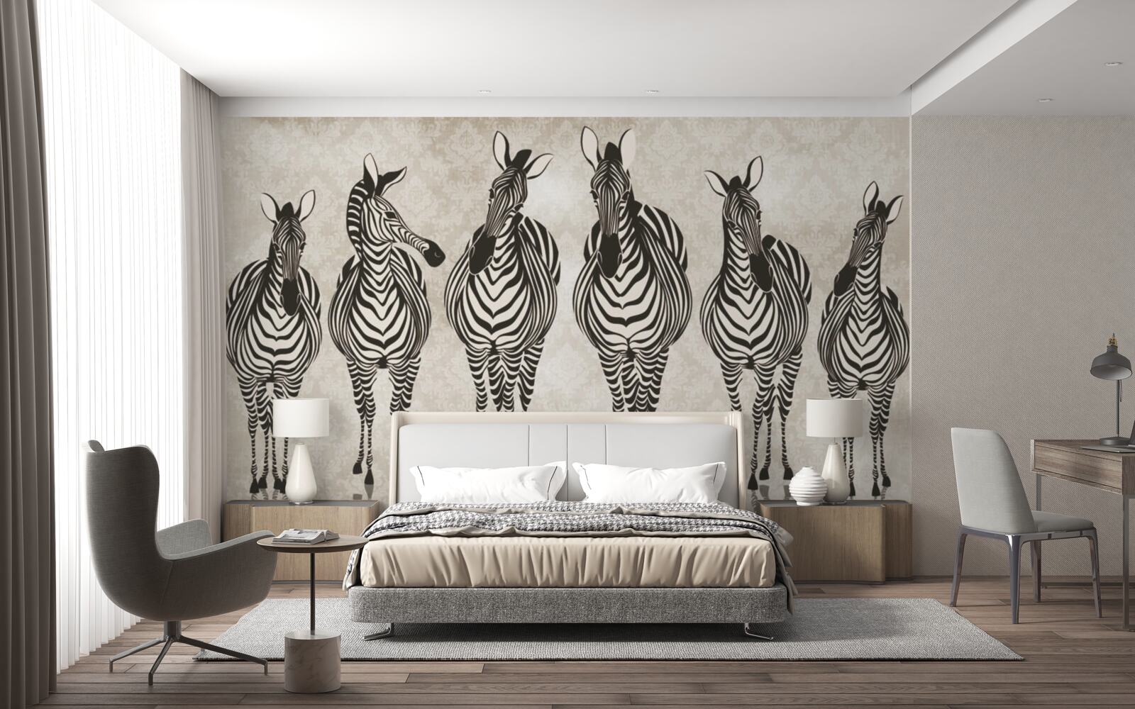 Fototapeta grupa zebr zmierza do swojego schronienia