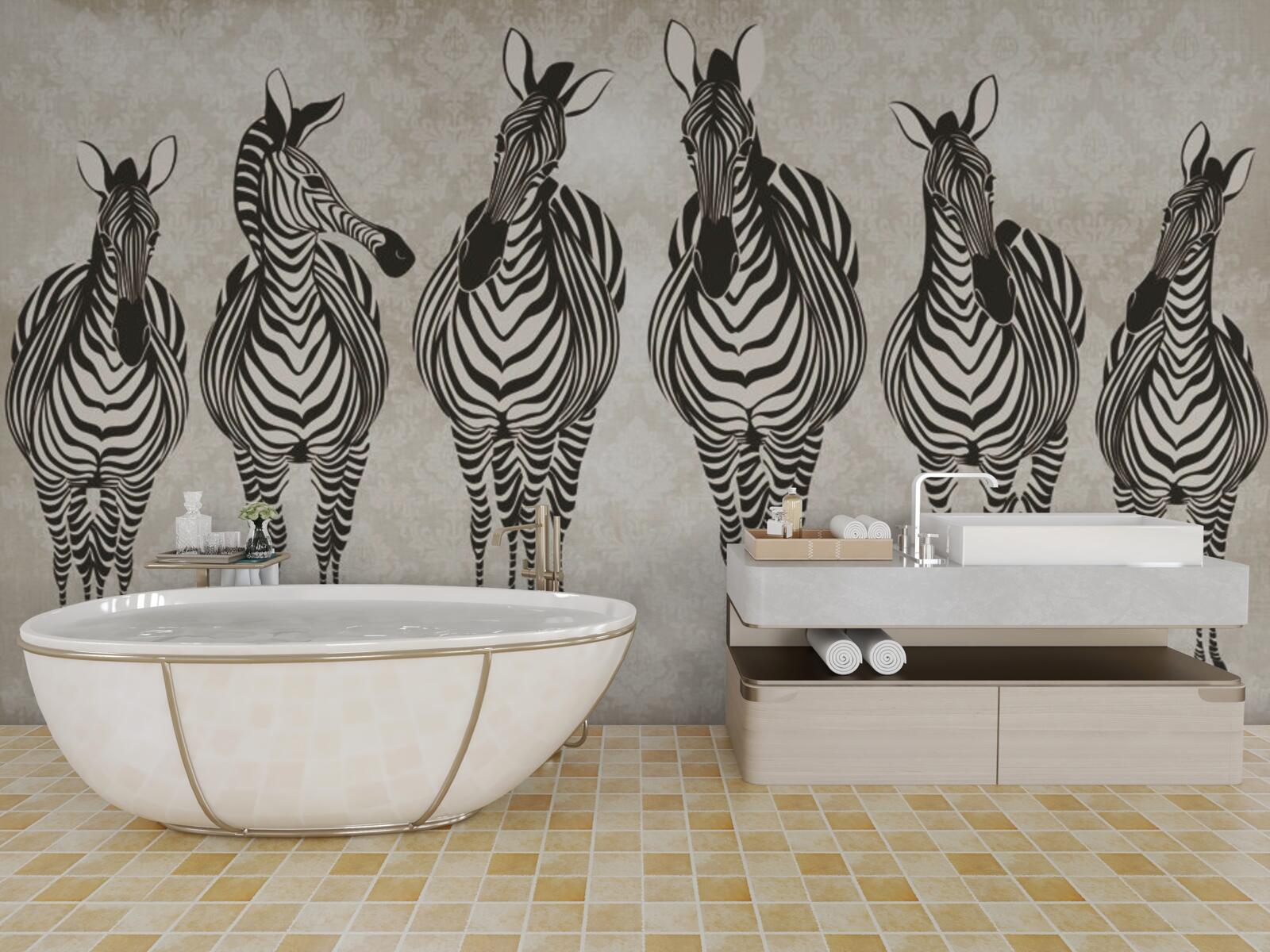 Fototapeta grupa zebr zmierza do swojego schronienia