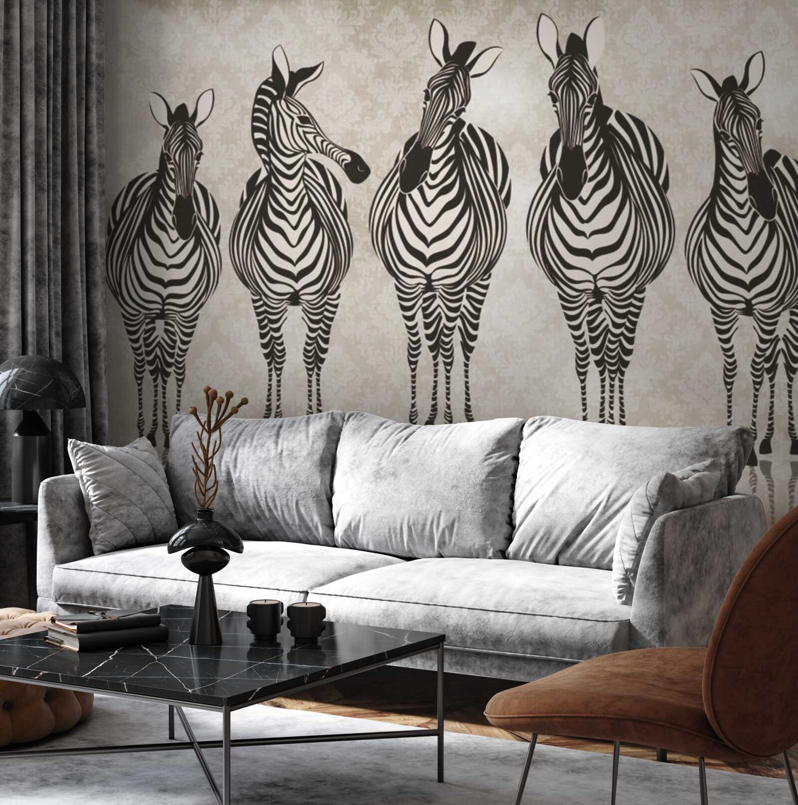 Fototapeta grupa zebr zmierza do swojego schronienia