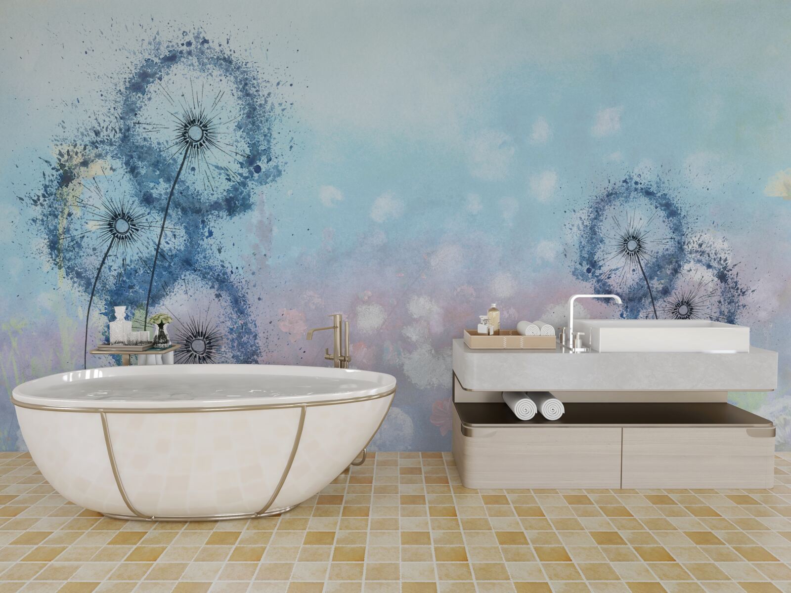 Fototapeta niezwykłe niebieskie kwiaty