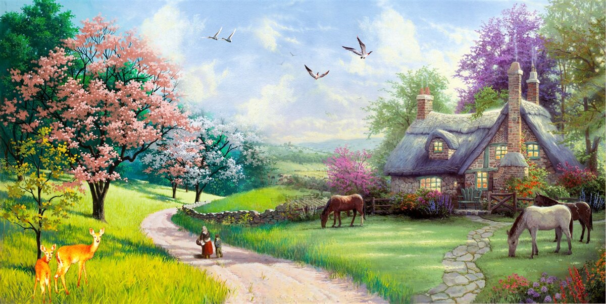 Fototapeta letni zaciszny dom w lesie