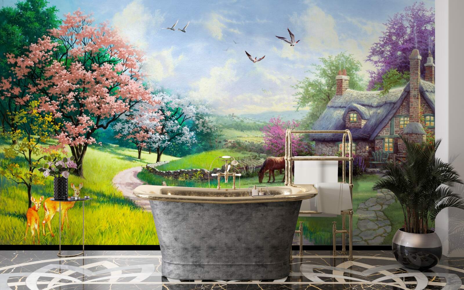 Fototapeta letni zaciszny dom w lesie