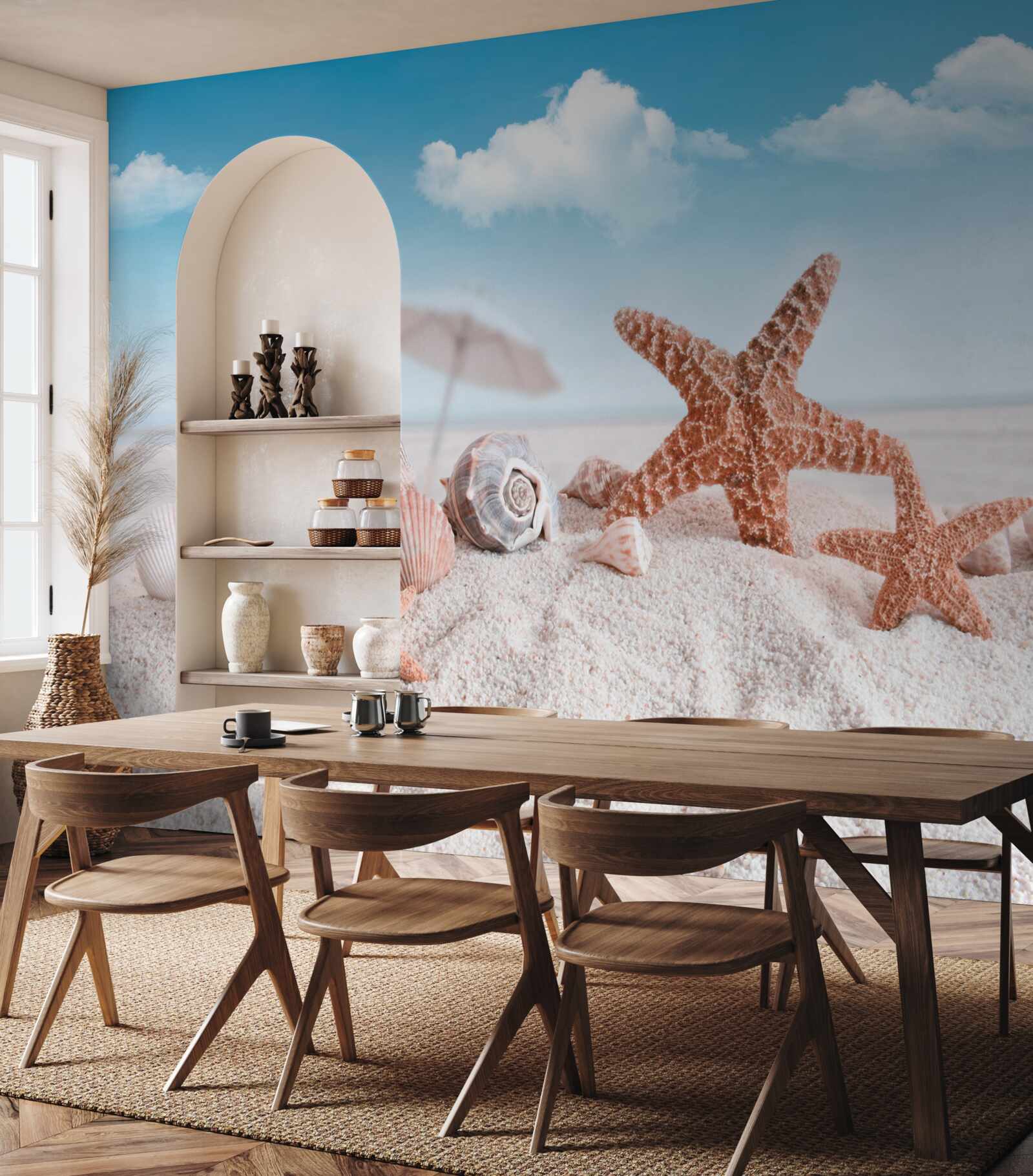 Fototapeta muszle skorupiaków na piaszczystym wybrzeżu