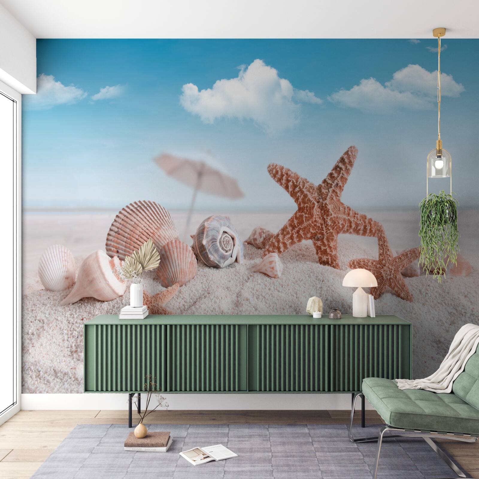 Fototapeta muszle skorupiaków na piaszczystym wybrzeżu