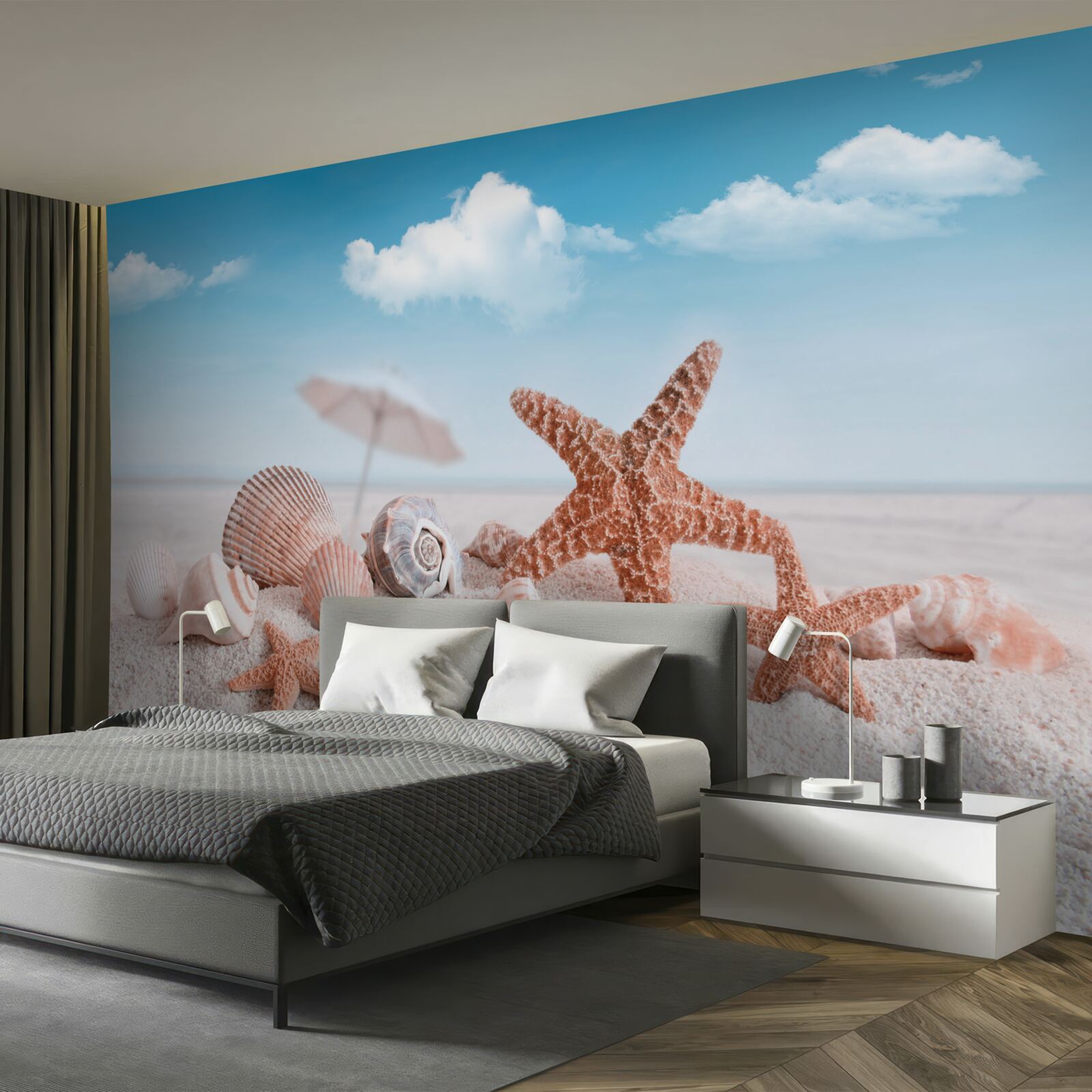 Fototapeta muszle skorupiaków na piaszczystym wybrzeżu