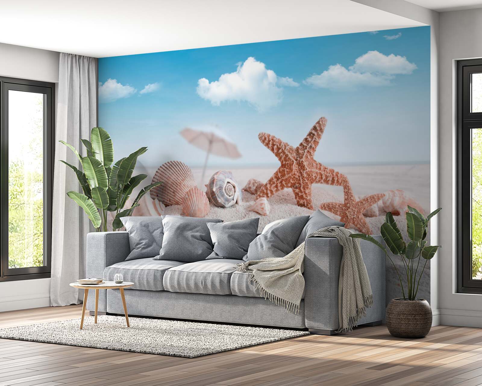 Fototapeta muszle skorupiaków na piaszczystym wybrzeżu