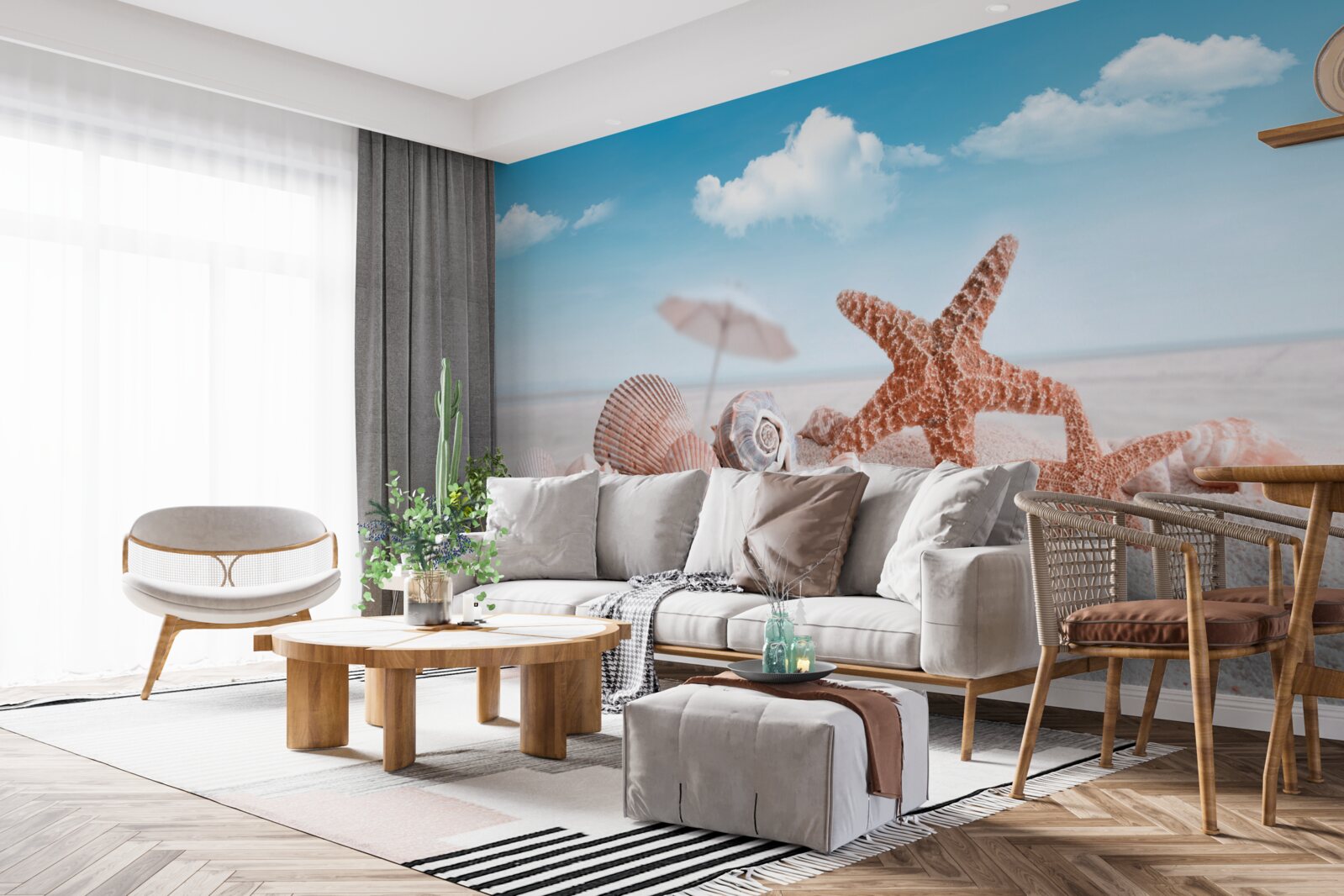 Fototapeta muszle skorupiaków na piaszczystym wybrzeżu