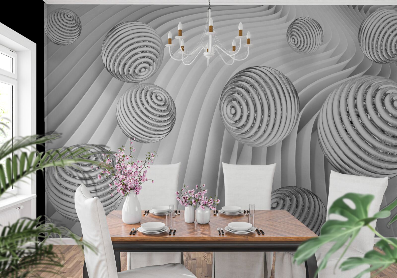 Fototapeta kulki z paskami płynnie poruszają się po powierzchni