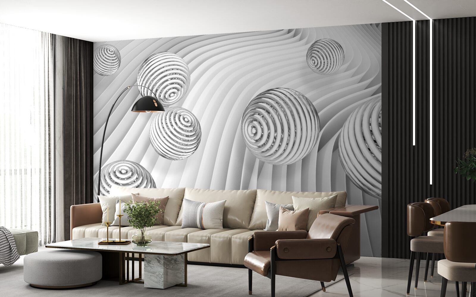 Fototapeta kulki z paskami płynnie poruszają się po powierzchni