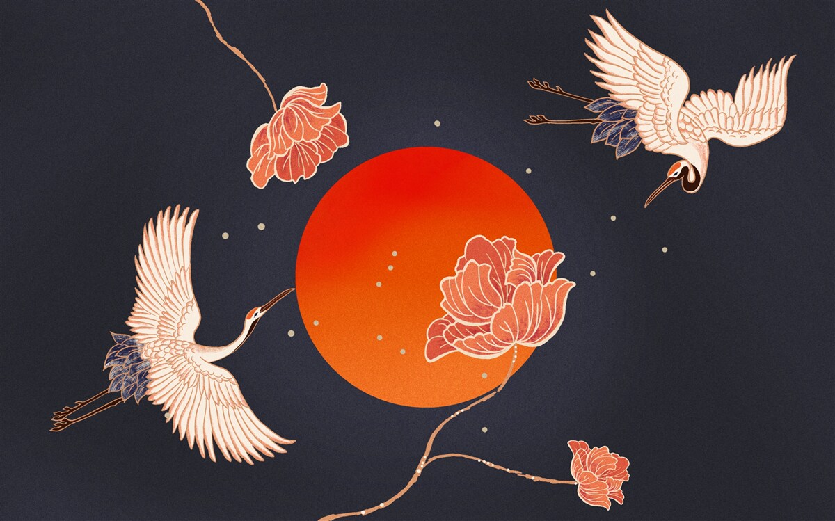 Fototapeta zachód słońca upływa pod znakiem odjazdu żurawi