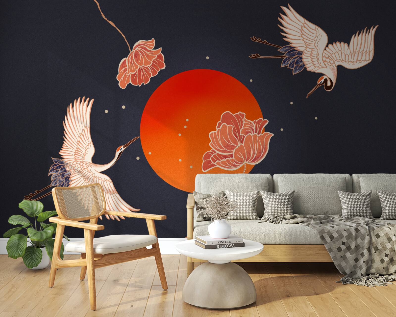 Fototapeta zachód słońca upływa pod znakiem odjazdu żurawi