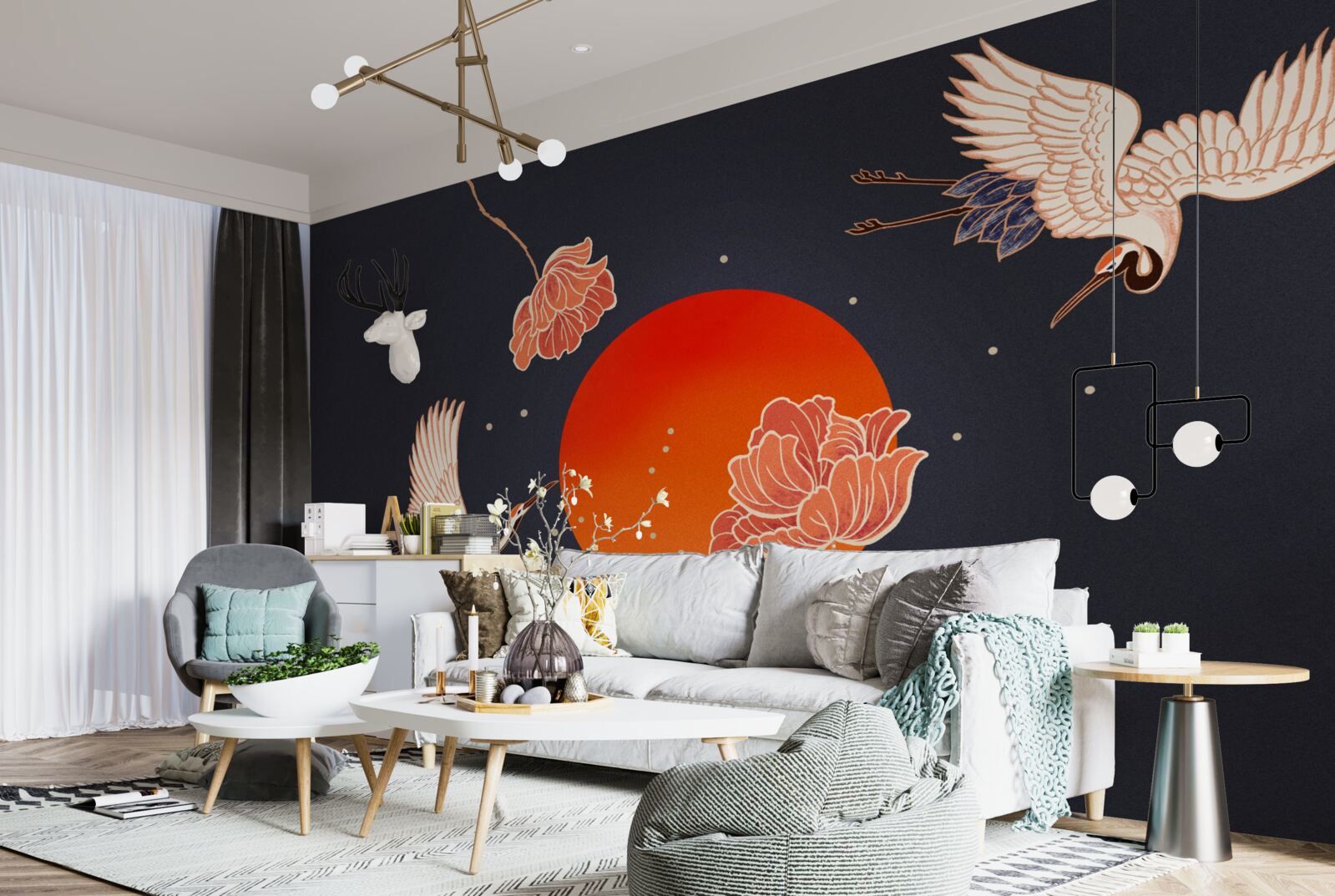 Fototapeta zachód słońca upływa pod znakiem odjazdu żurawi