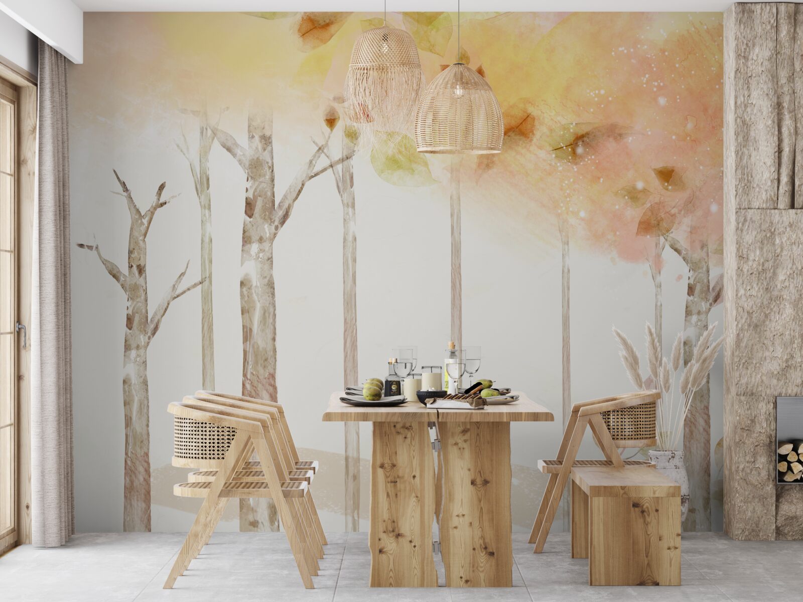 Fototapeta drzewa tracą liście jesienią