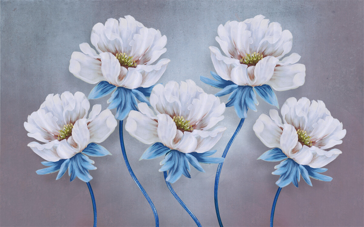 Fototapeta kwiaty są białe z niebieskim odcieniem