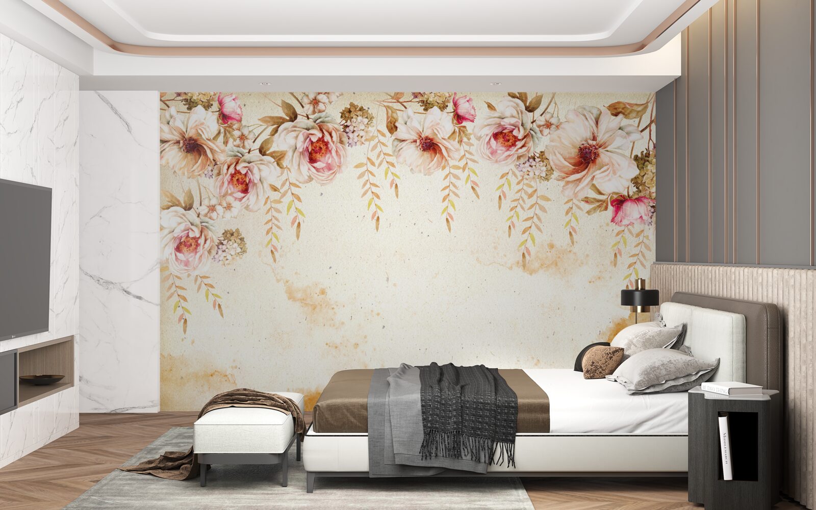 Fototapeta duże pąki kwiatowe znajdują się na jasnym tle