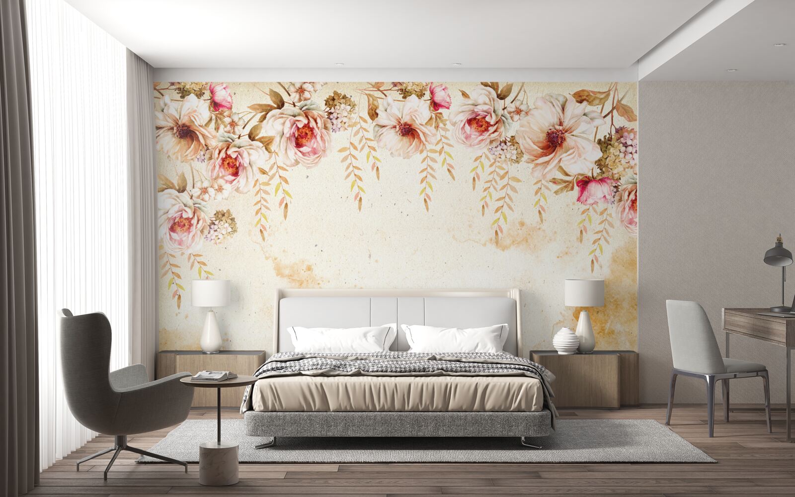 Fototapeta duże pąki kwiatowe znajdują się na jasnym tle