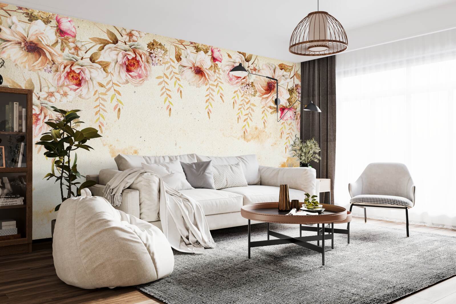 Fototapeta duże pąki kwiatowe znajdują się na jasnym tle