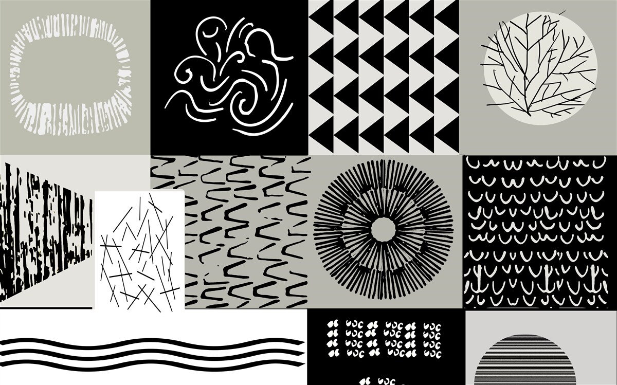 Fototapeta zestaw mozaik w czerni i bieli