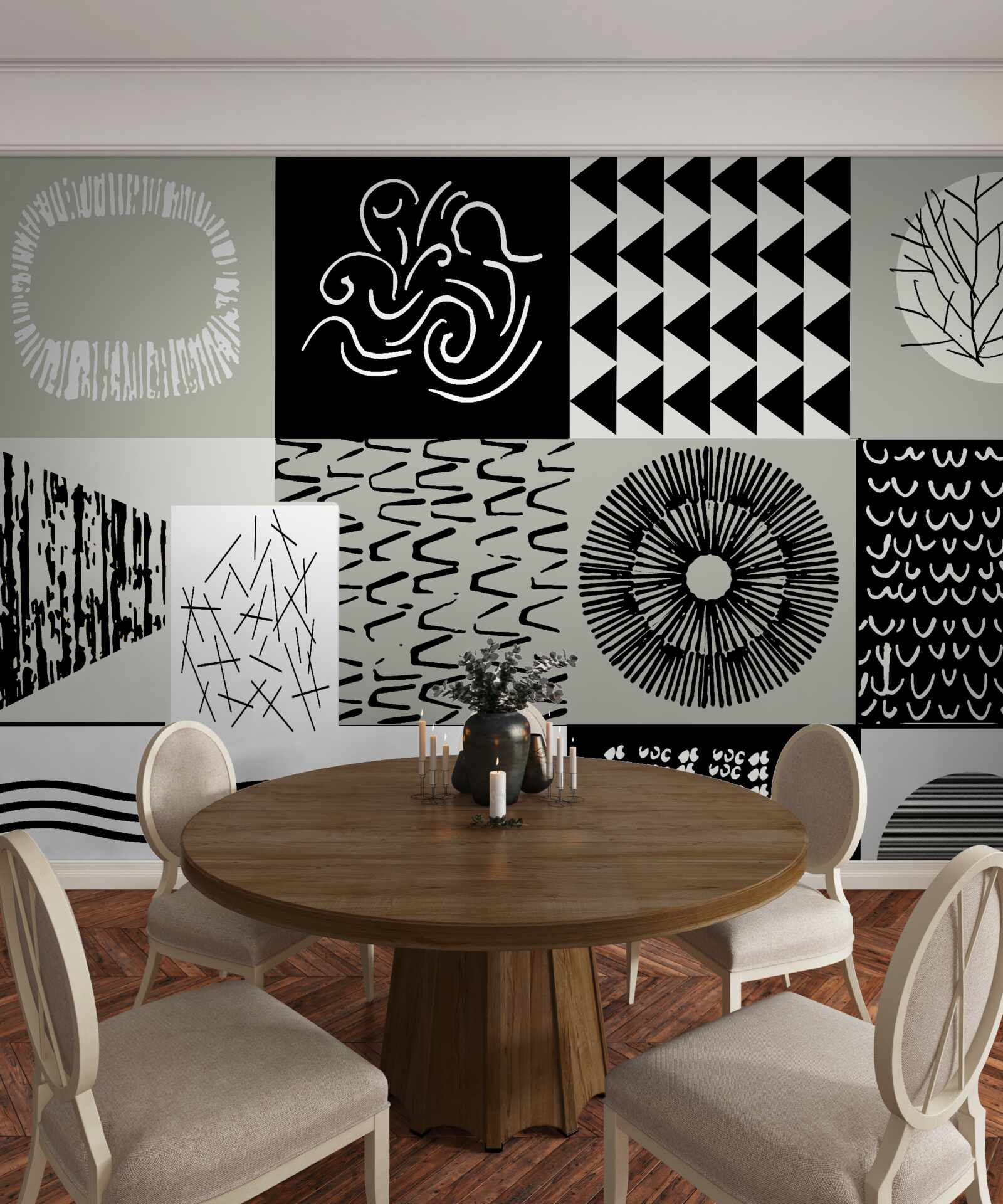 Fototapeta zestaw mozaik w czerni i bieli