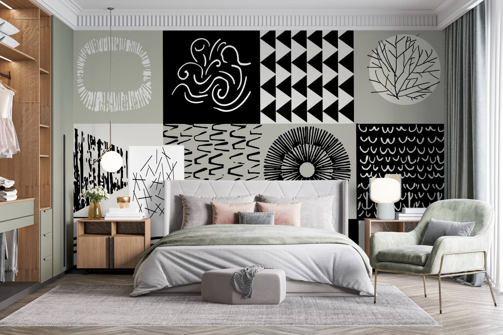 Fototapeta zestaw mozaik w czerni i bieli