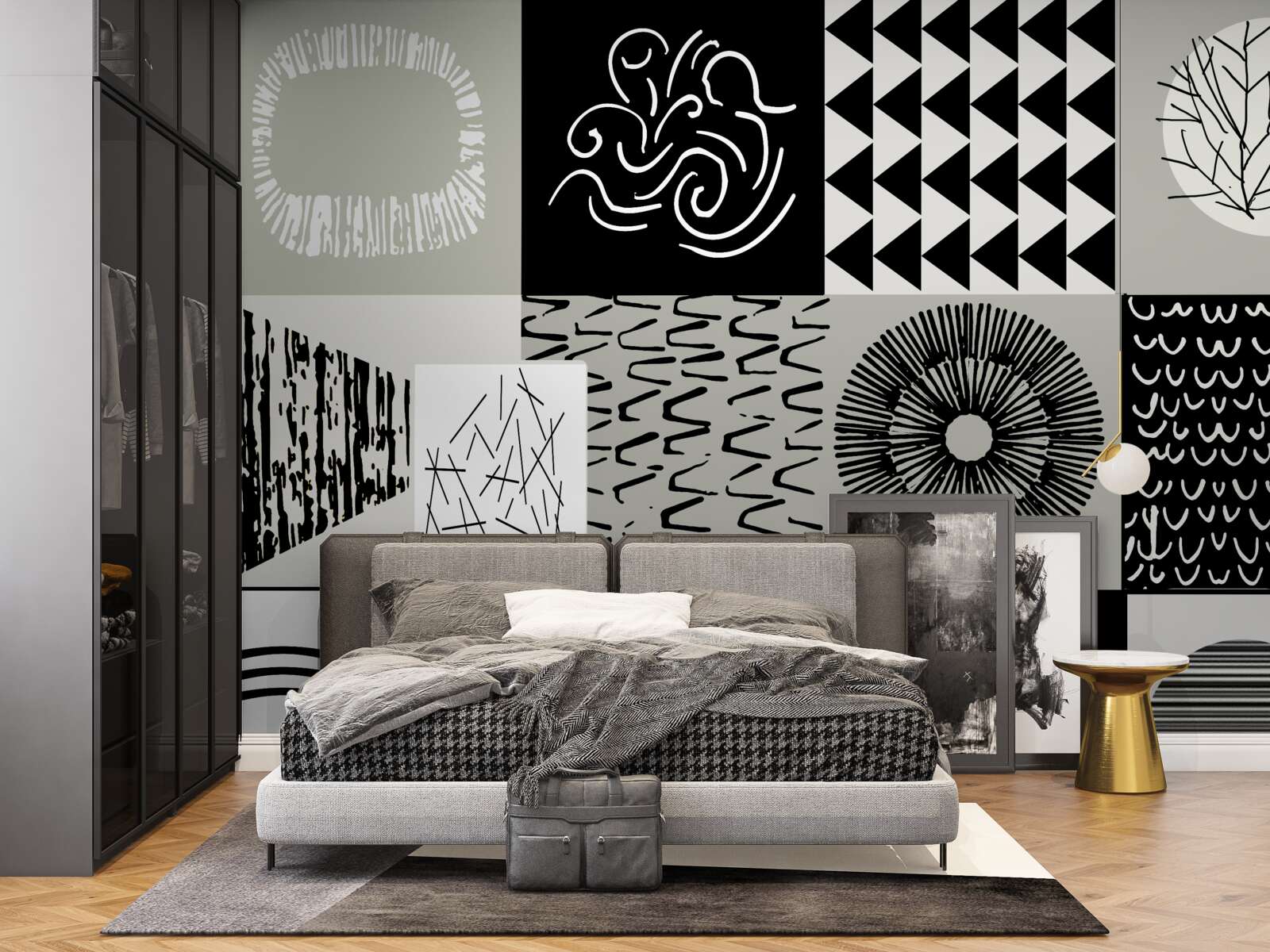 Fototapeta zestaw mozaik w czerni i bieli