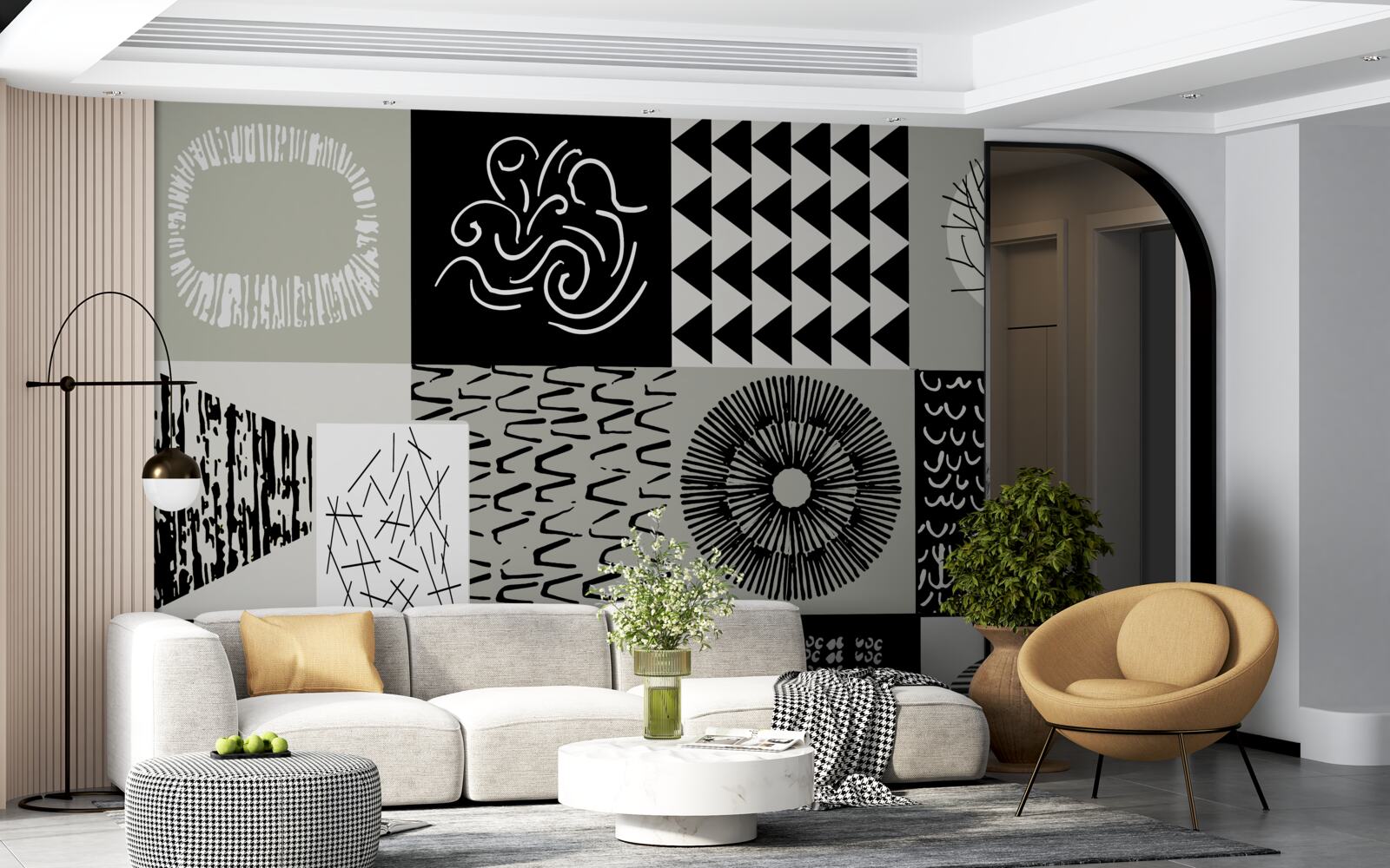 Fototapeta zestaw mozaik w czerni i bieli