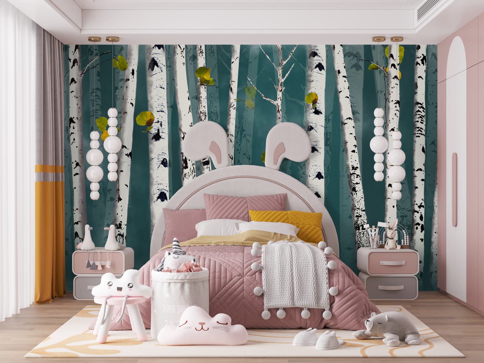 Fototapeta brzozy spowijała mglista zasłona