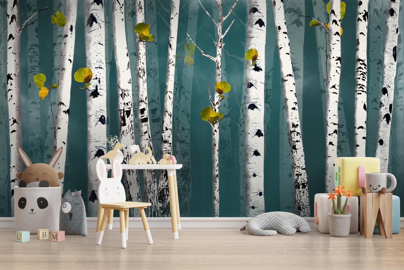 Fototapeta brzozy spowijała mglista zasłona