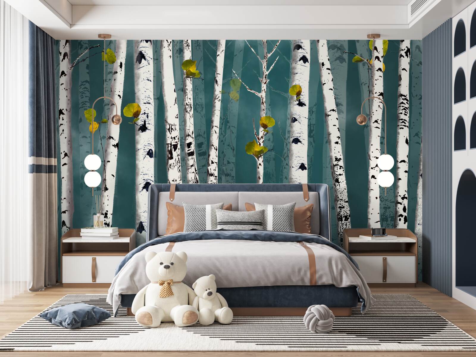 Fototapeta brzozy spowijała mglista zasłona