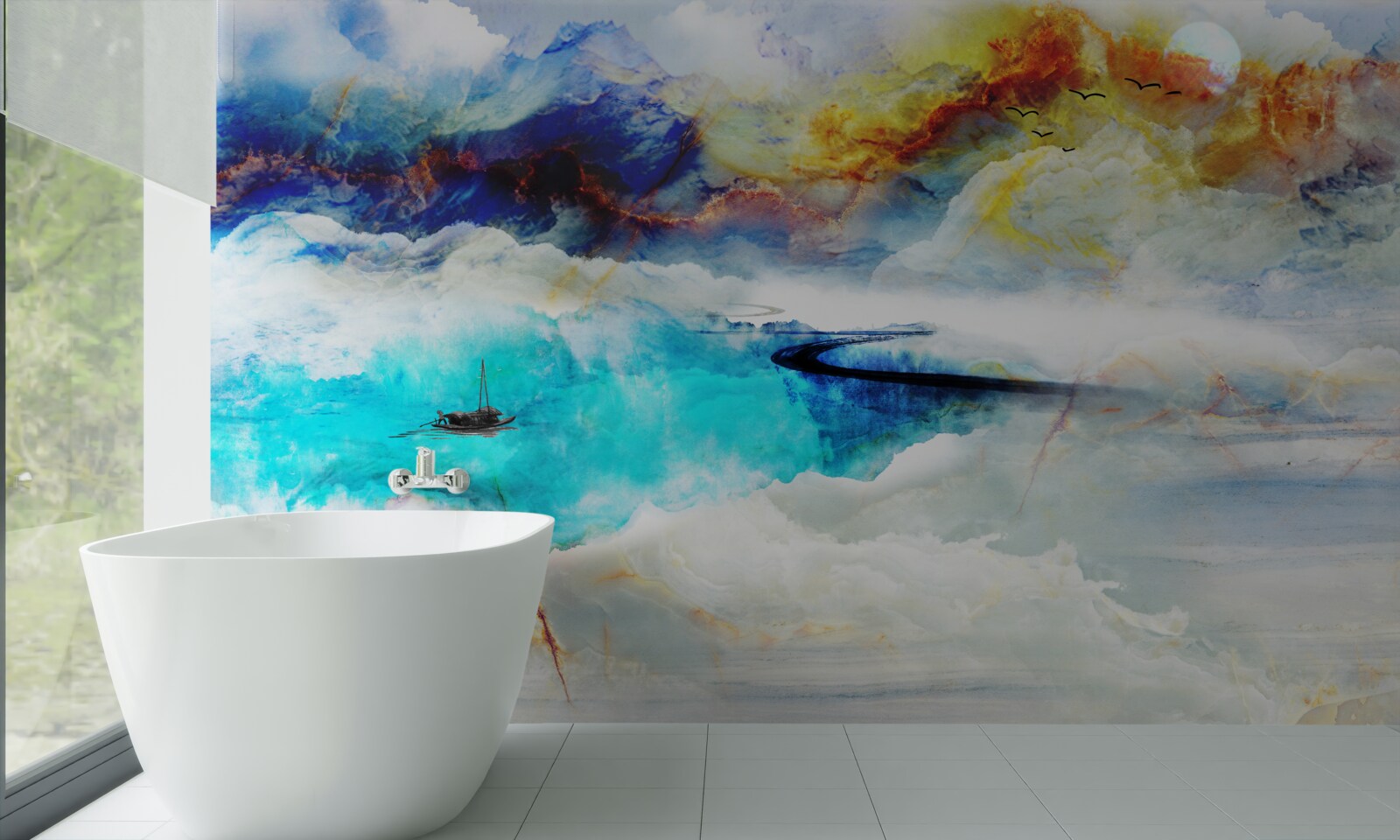 Fototapeta brzeg morza lazurowego podczas burzy