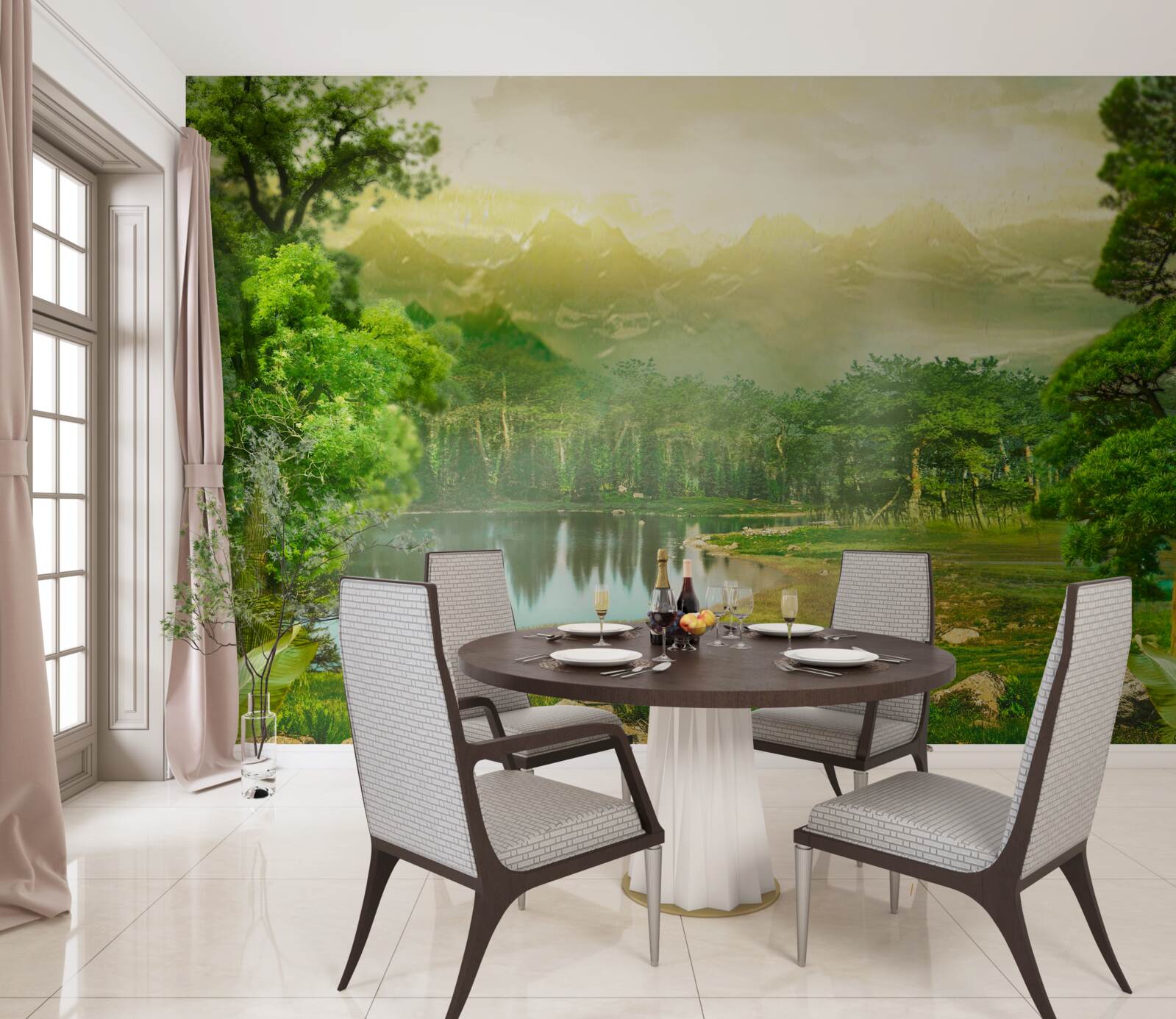 Fototapeta zielony las nocą odczuwa ciepło słońca