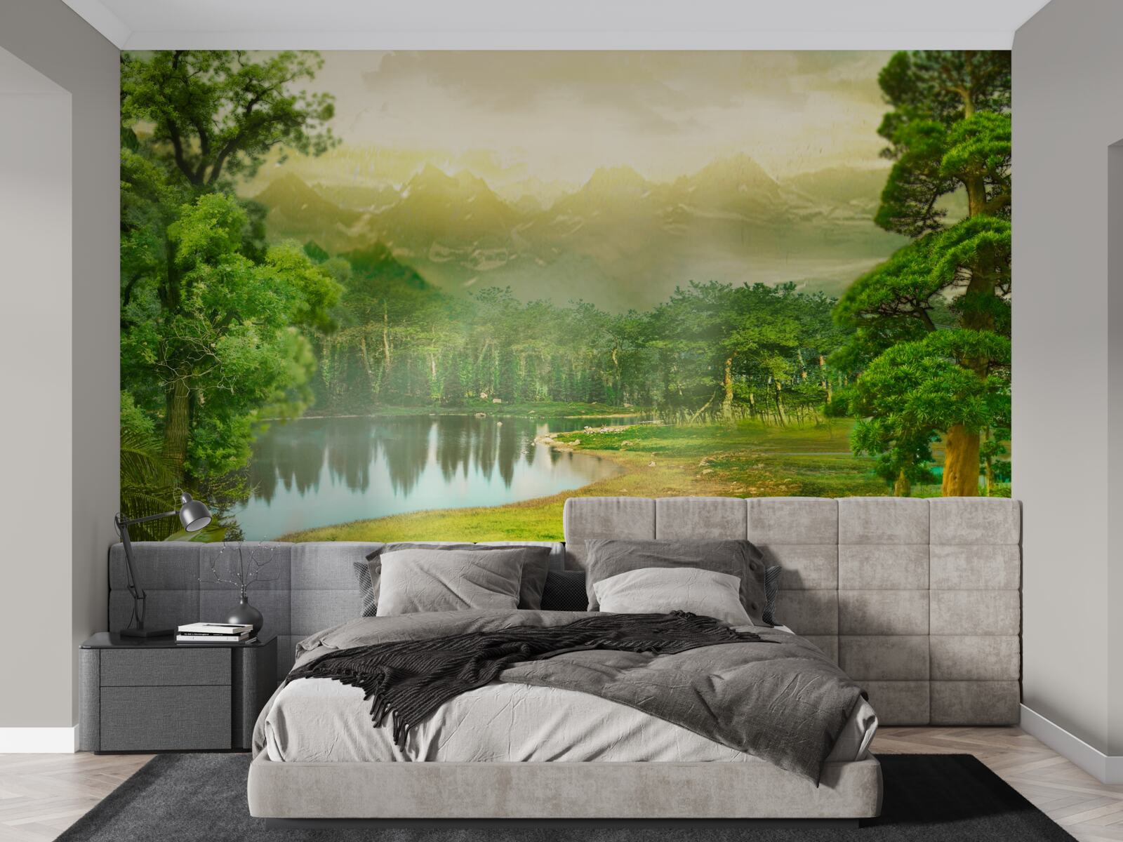 Fototapeta zielony las nocą odczuwa ciepło słońca