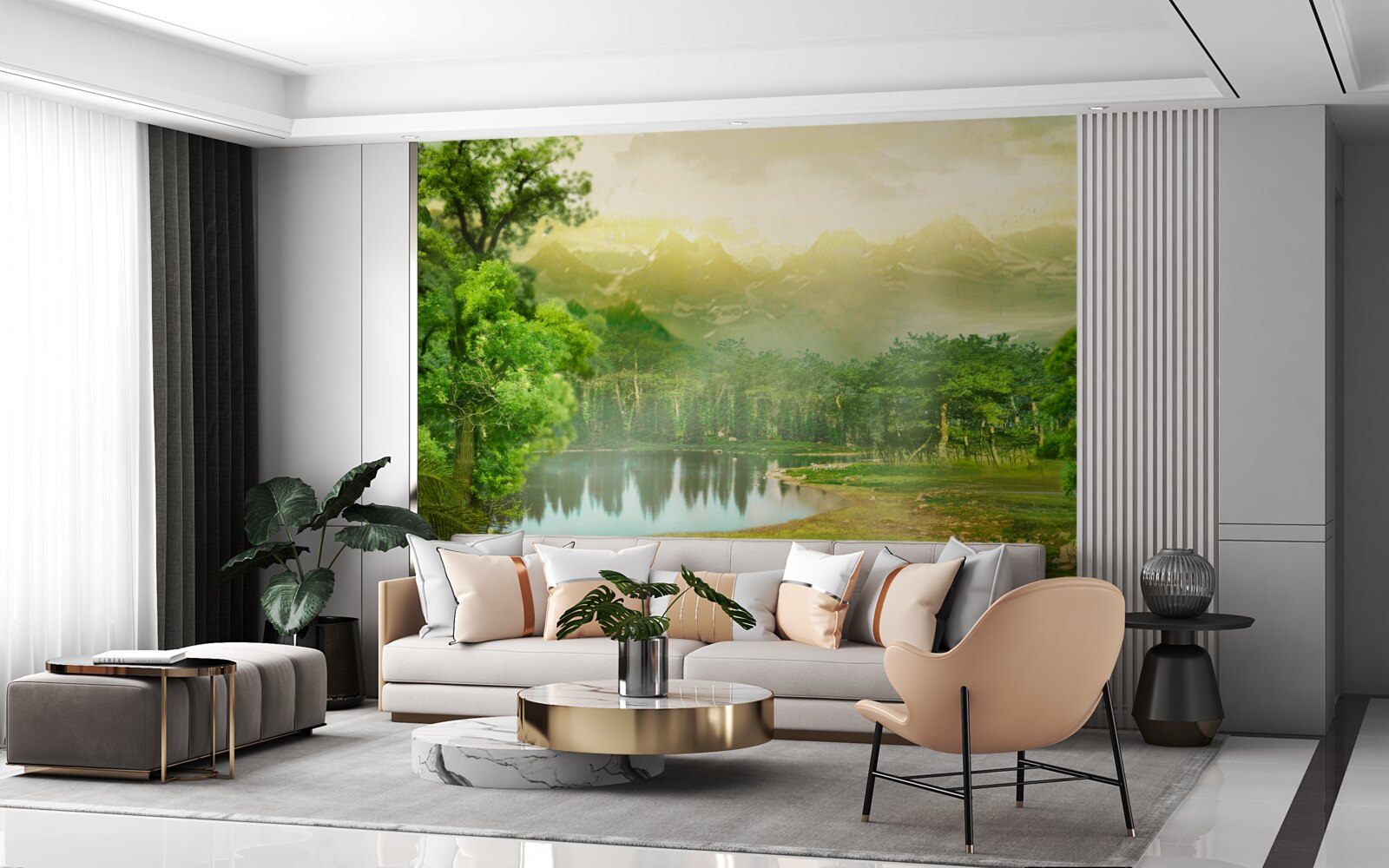 Fototapeta zielony las nocą odczuwa ciepło słońca