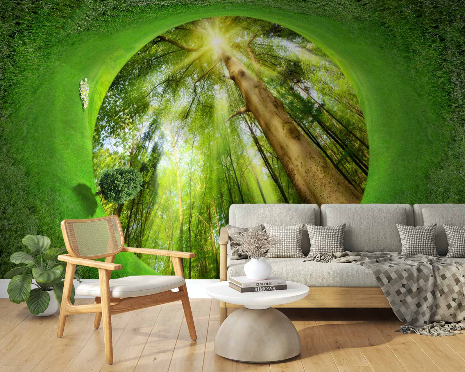 Fototapeta obiektyw patrzy na zadbany zielony las