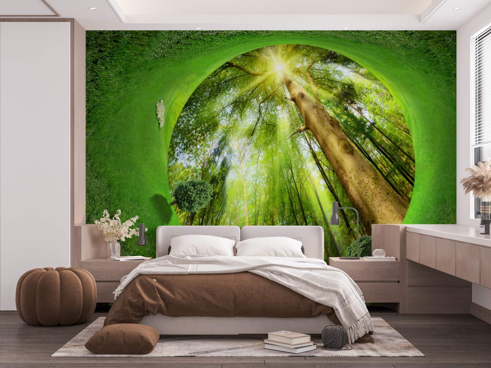 Fototapeta obiektyw patrzy na zadbany zielony las