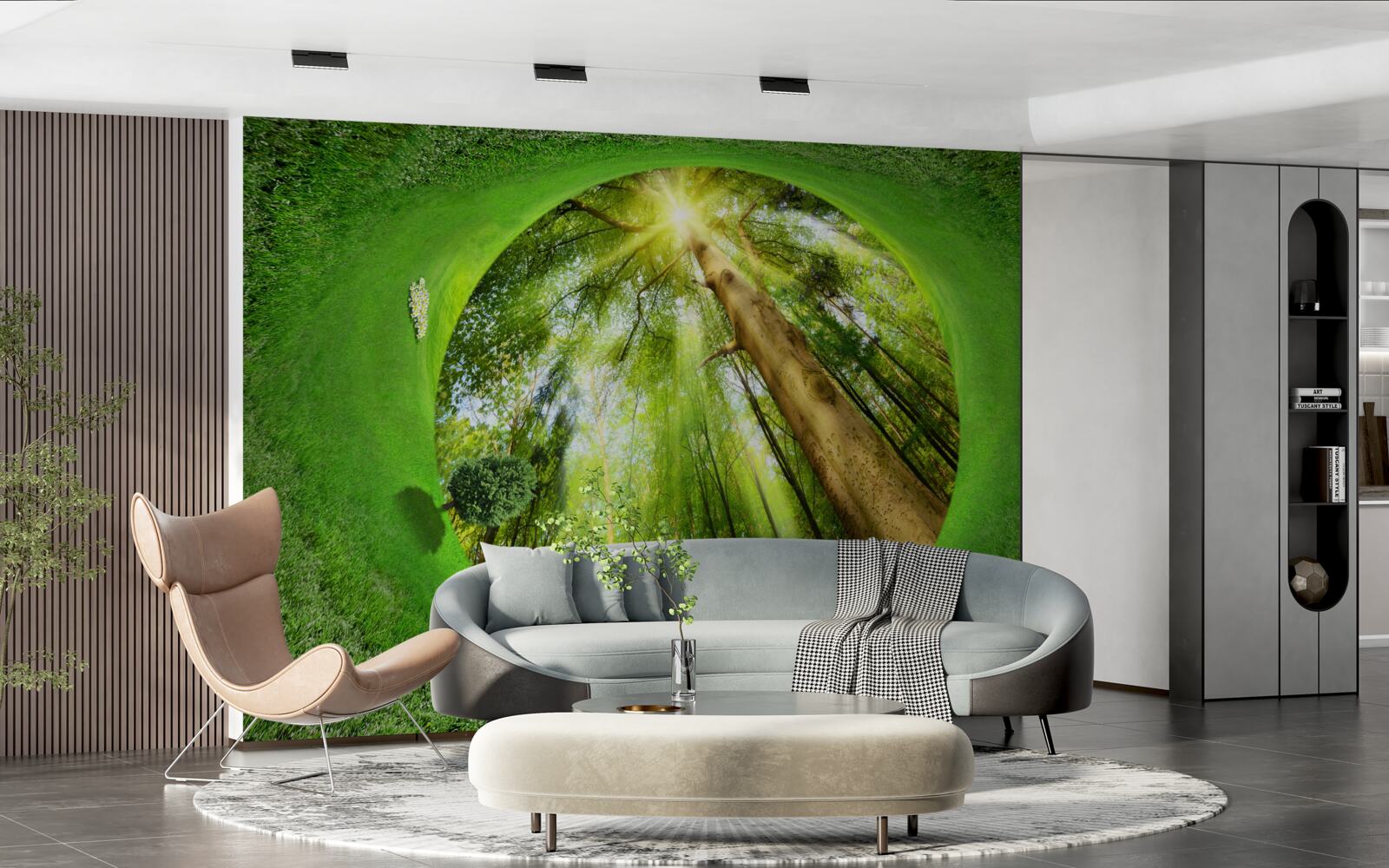 Fototapeta obiektyw patrzy na zadbany zielony las