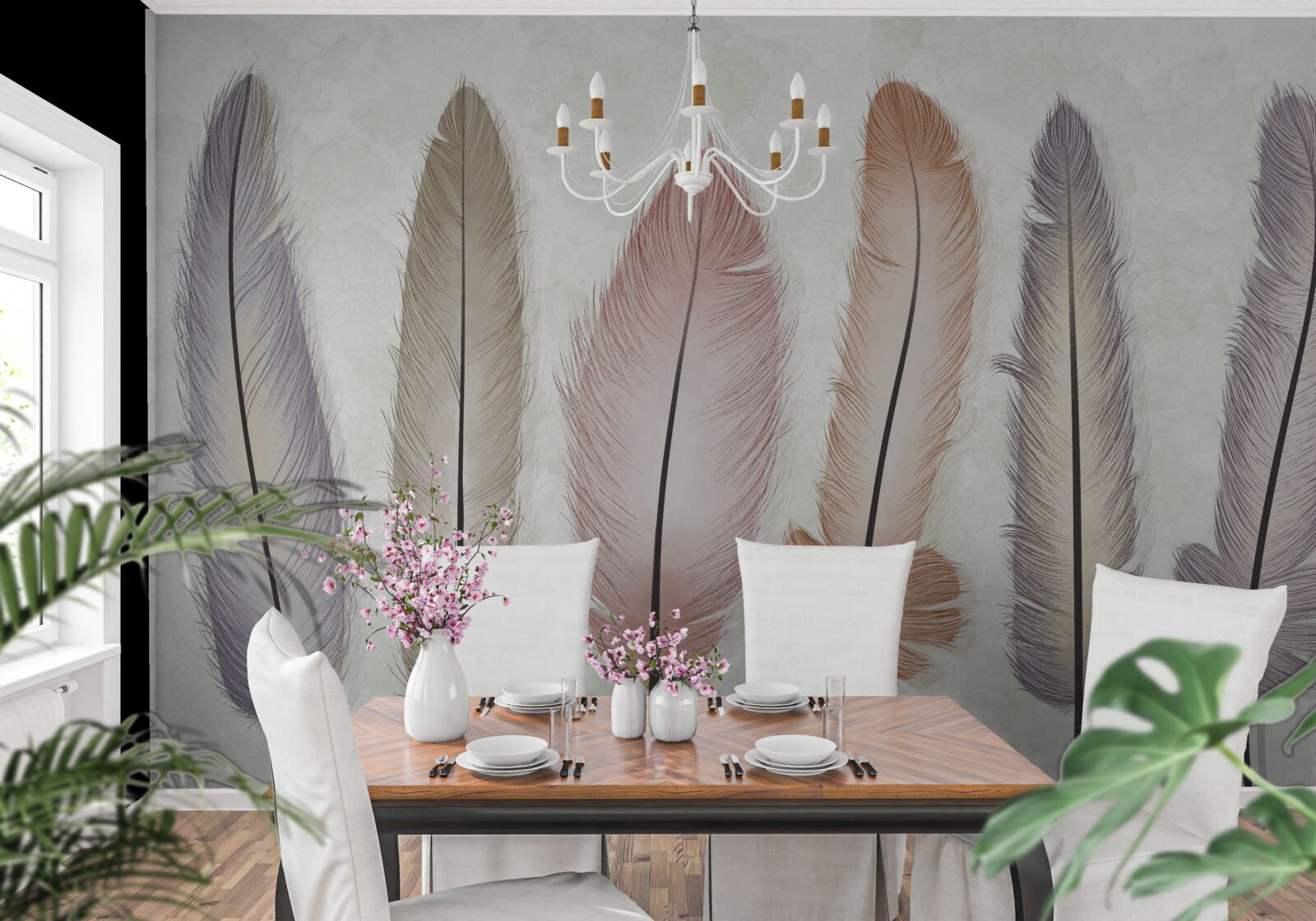 Fototapeta wspaniałe pastelowe pióra mają znaczną długość