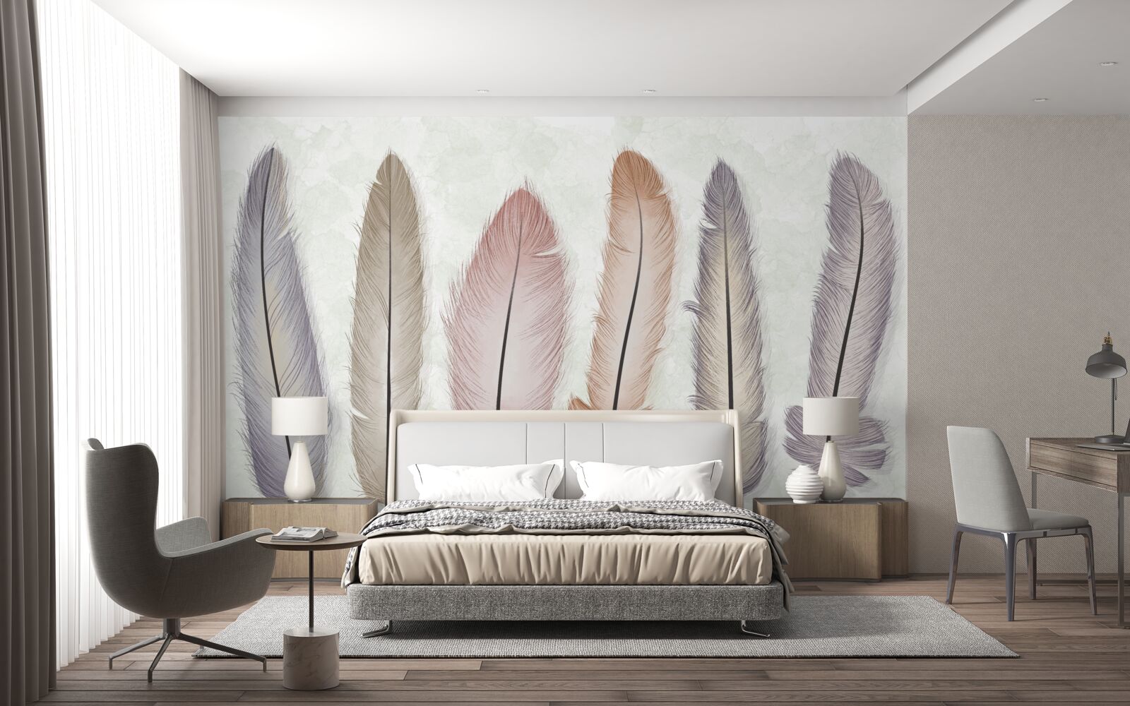 Fototapeta wspaniałe pastelowe pióra mają znaczną długość