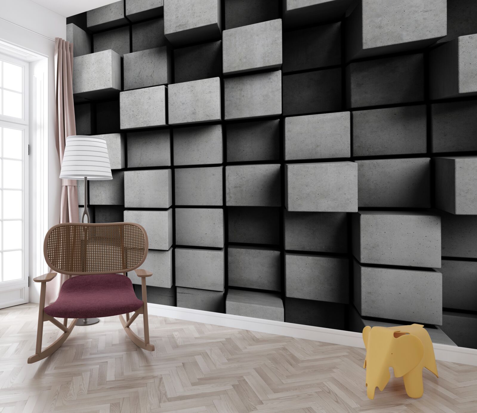 Fototapeta poziome szare kostki