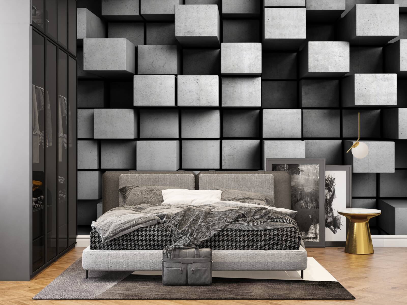 Fototapeta poziome szare kostki