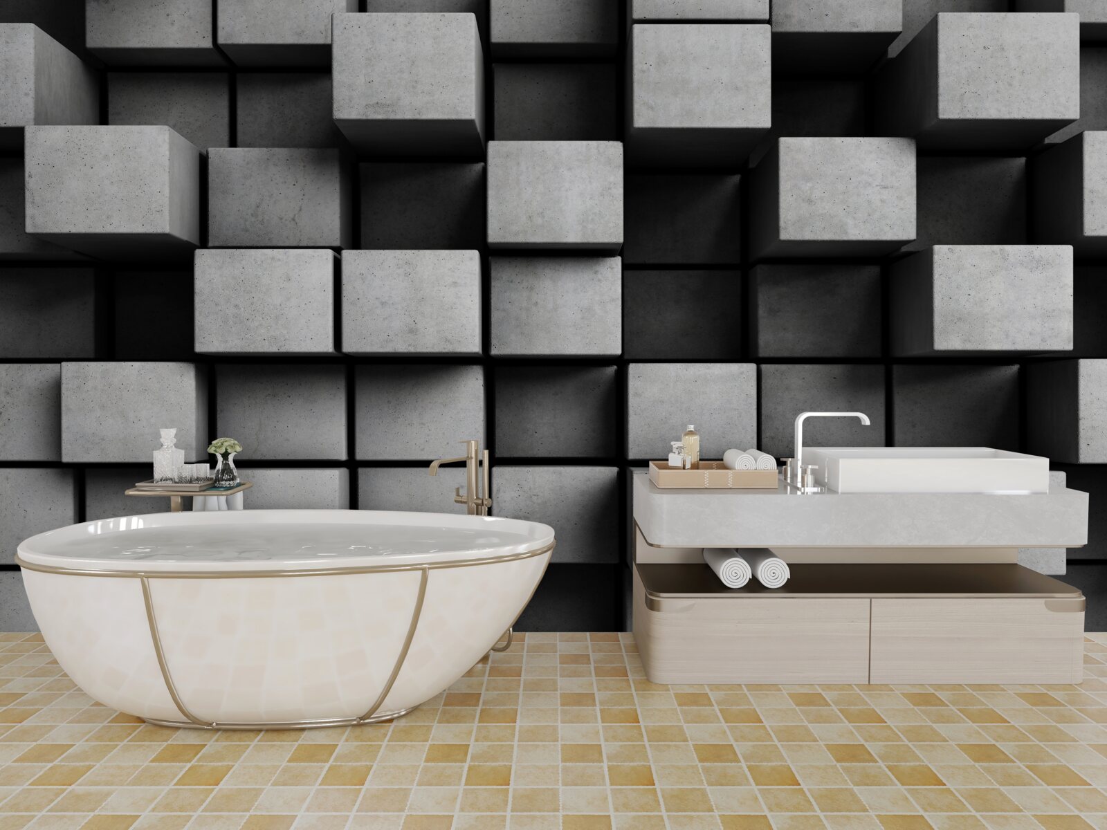 Fototapeta poziome szare kostki