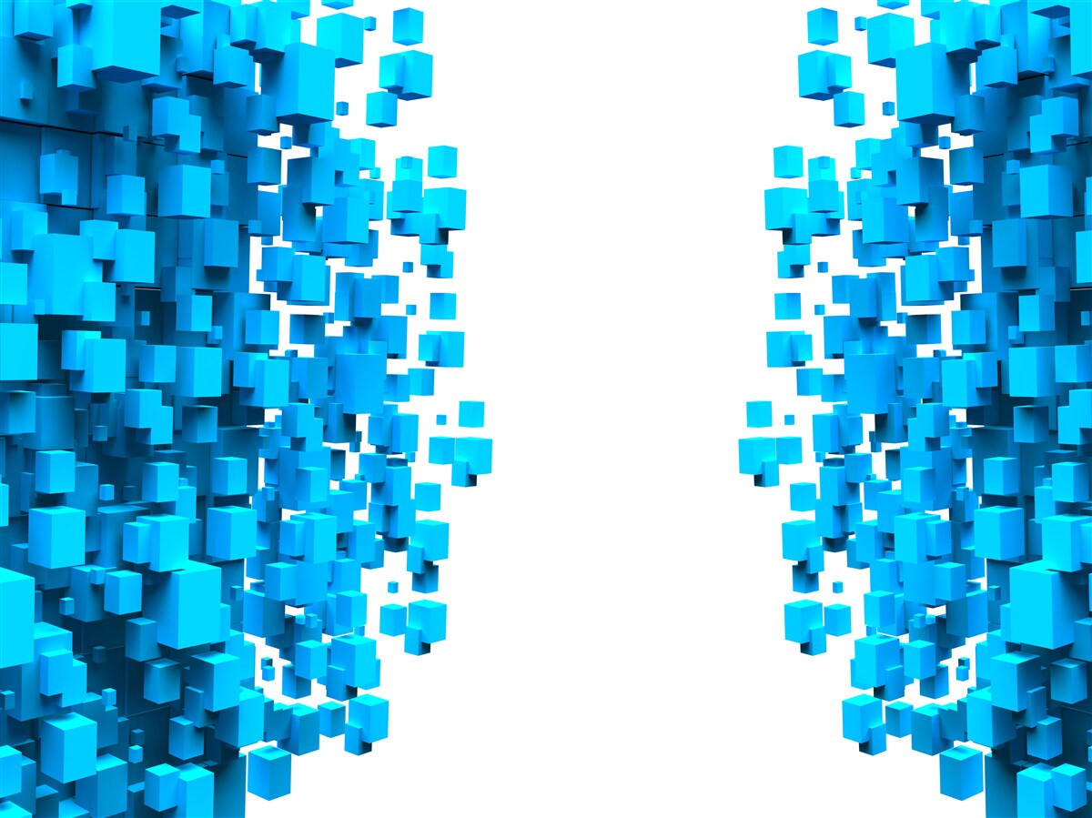 Fototapeta niebieskie kwadraty unoszące się w abstrakcji