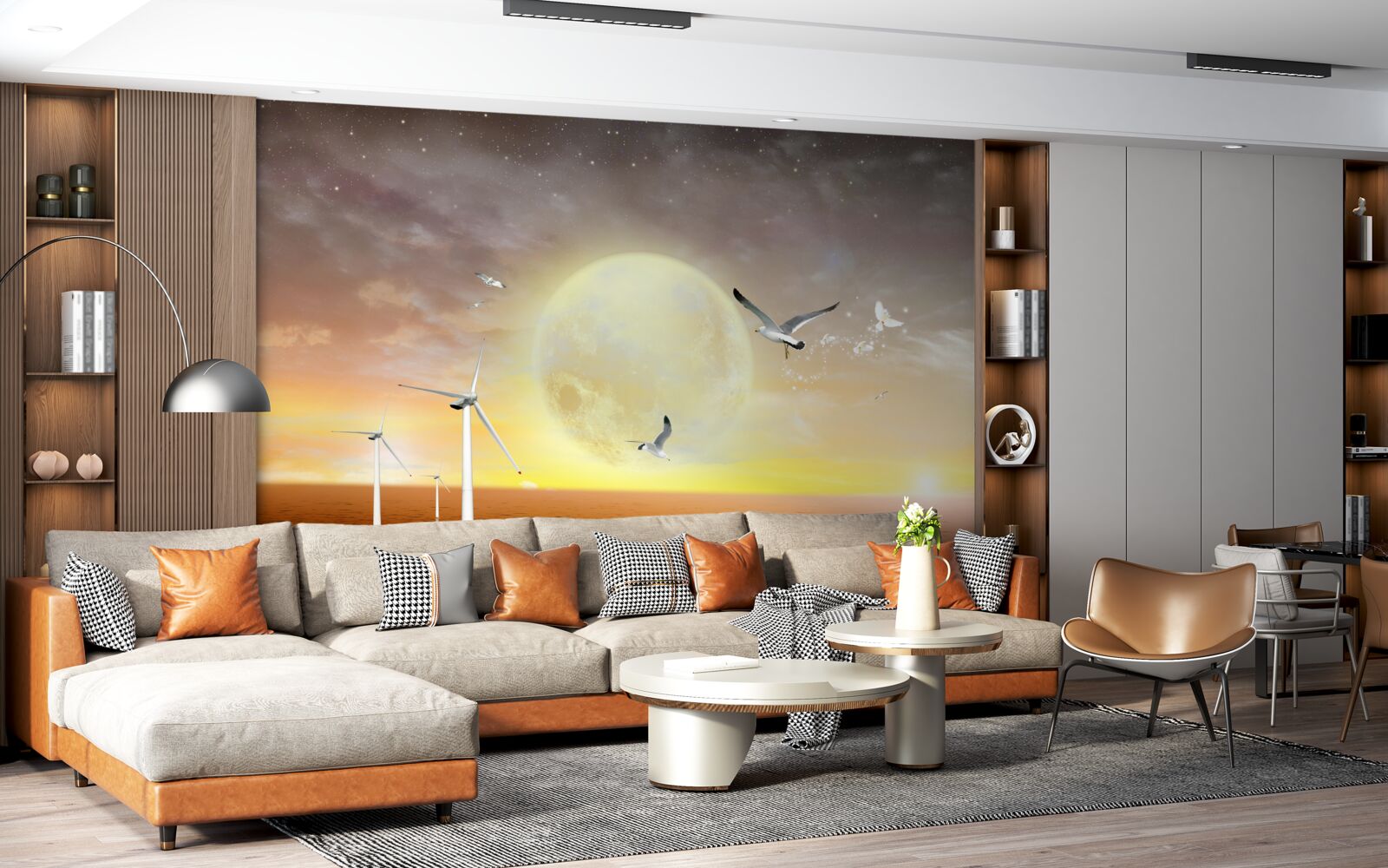 Fototapeta zachodowi słońca nad morzem towarzyszy krzyk mew