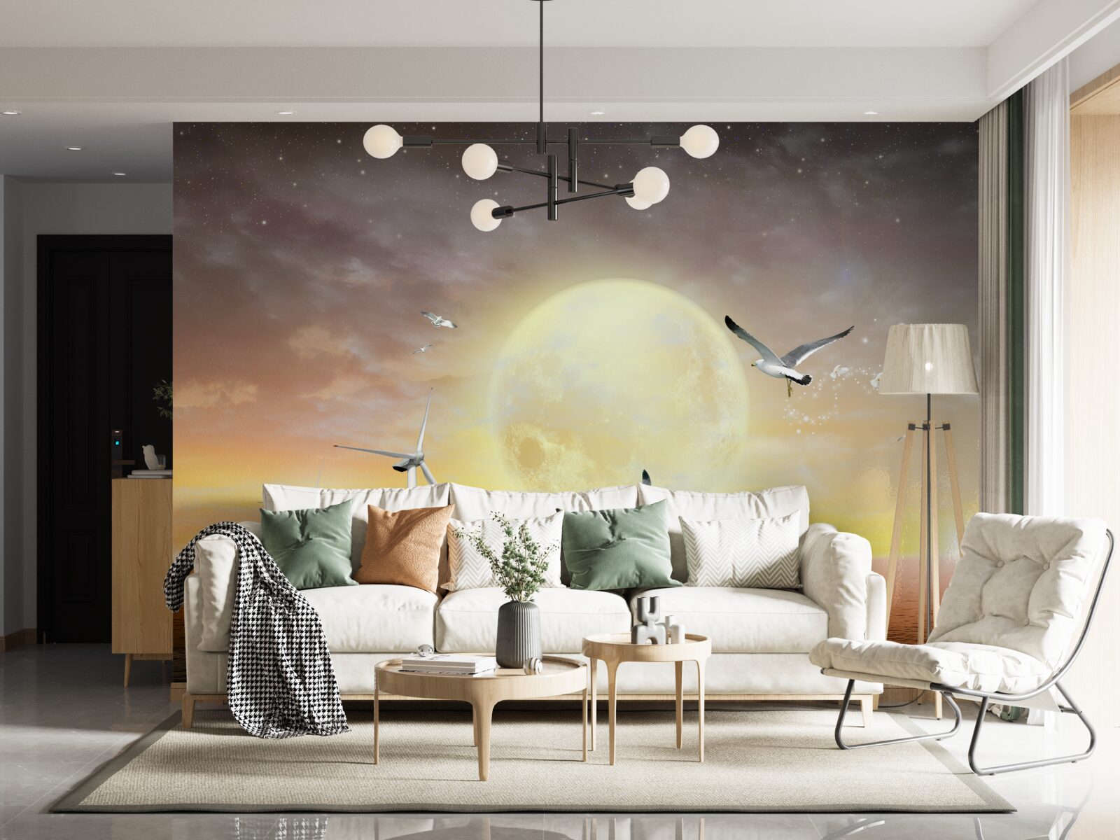 Fototapeta zachodowi słońca nad morzem towarzyszy krzyk mew