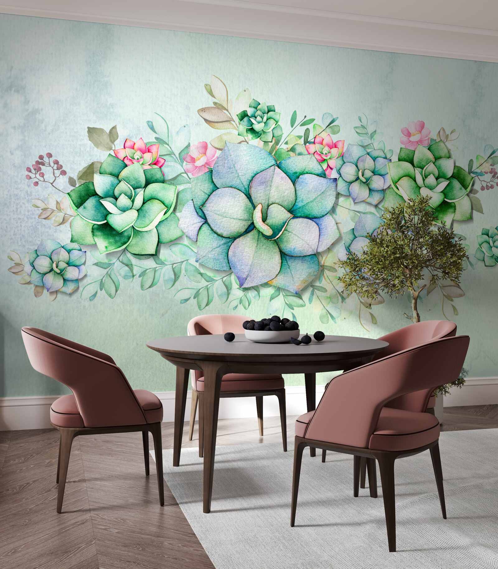 Fototapeta zestaw zielonych sukulentów