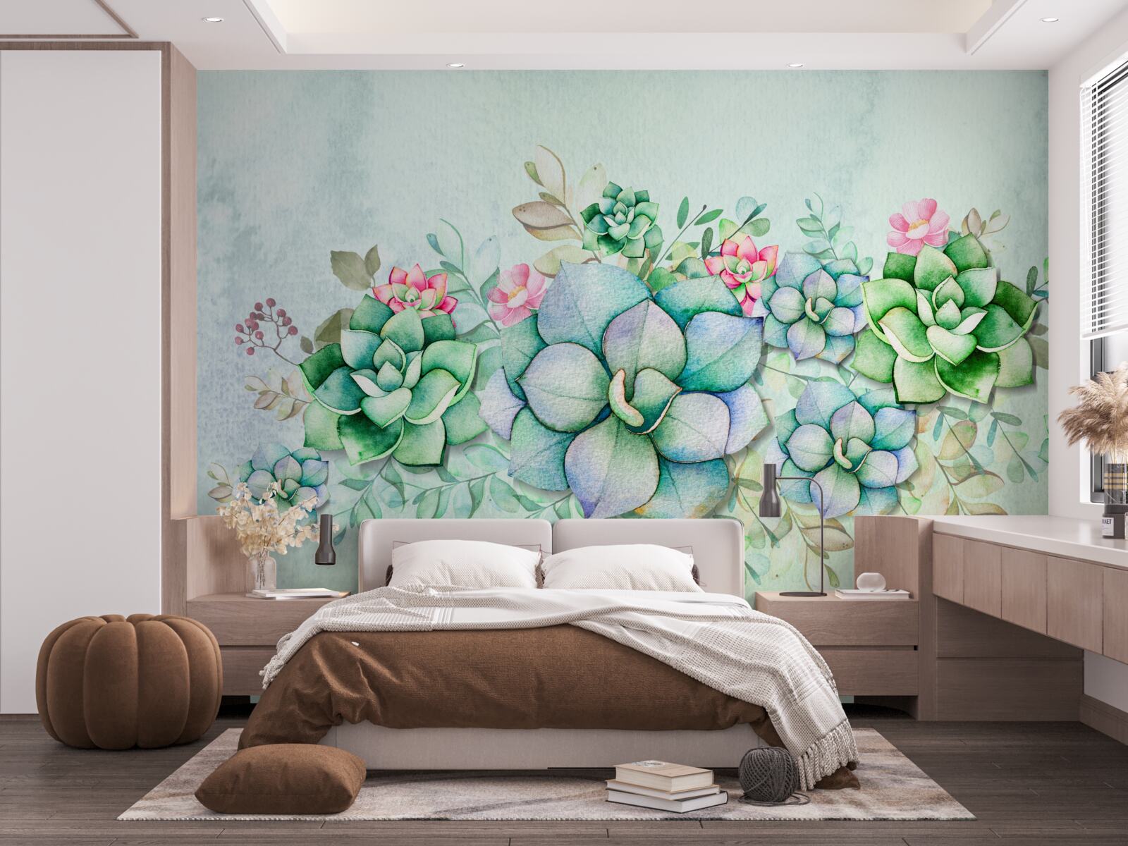 Fototapeta zestaw zielonych sukulentów